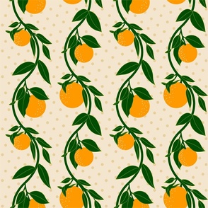 Hanging Oranges-Cream Background