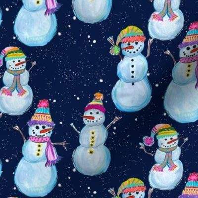 Colorful Snowmen Having a Snow Day! 