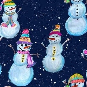 Colorful Snowmen Having a Snow Day! 