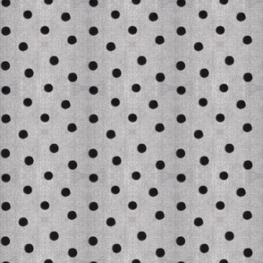 Black Watercolor Dots-on gray linen (medium scale> 1/2 ")