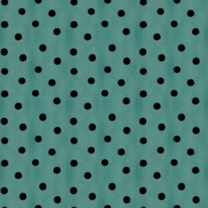 Watercolor Dots-dark teal on teal (medium scale)