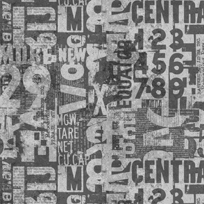 Grunge Typography Urban Style With Letters And Numbers In Neutral Grey Medium Scale