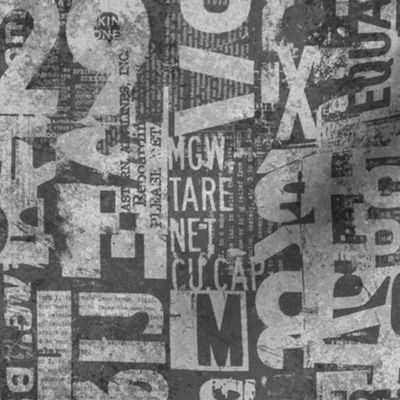 Grunge Typography Urban Style With Letters And Numbers In Neutral Grey Smaller Scale