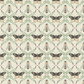 Vintage-Inspired Bees and Butterflies - Cream 4in