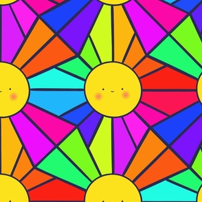 Happy Sunshine Stained Glass - Multicolor Rainbow