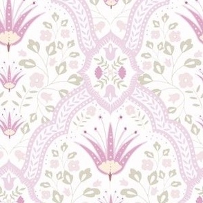 Vintage Inspired Pink Scalloped Floral for Fabric and Wallpaper (Large)