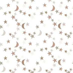 small stars and moons: slipper, summer sage, suede, cotton, morganite, moon shadow