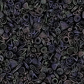 Diatoms - pastels on black