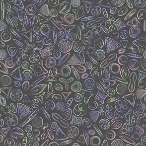 Diatoms - pastels on gray