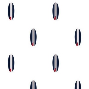 NAVY BLUE, WHITE AND RED CLASSIC SURFBOARDS - MINI SIZE