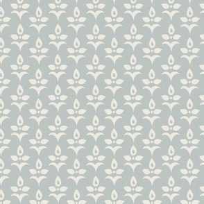 Small Fleur di Lis - Simple Classic Floral - Soft Blue Gray
