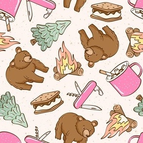 Backcountry Bears and Smores Camping - Pink