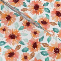 Watercolor Peach Sunflowers