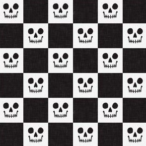 (small scale) Skull Checks - Halloween Plaid - black/white - LAD23