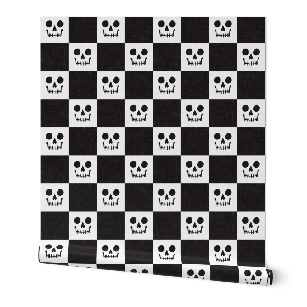 Skull Checks - Halloween Plaid - black/white - LAD23