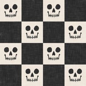 Skull Checks - Halloween Plaid - charcoal/cream  - LAD23