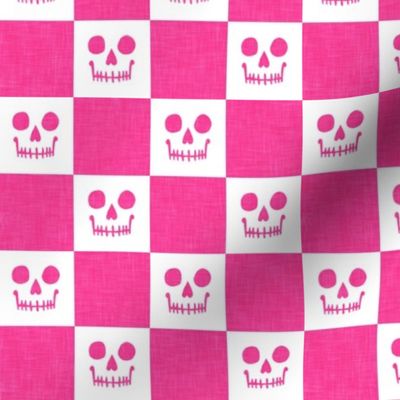 Skull Checks - Halloween Plaid - hot pink - LAD23