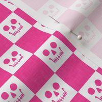 (small scale) Skull Checks - Halloween Plaid - hot pink - LAD23