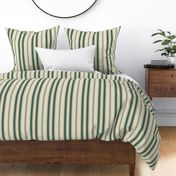 Vertical stripes dusted green yellow cream French Linen