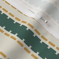 Vertical stripes dusted green yellow cream French Linen