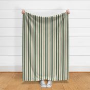 Vertical stripes dusted green yellow cream French Linen