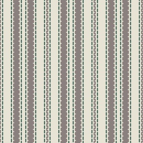 Vertical stripes dusted greige green cream French Linen