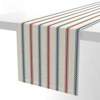 French stripes thin vertical dusted red blue cream Linen