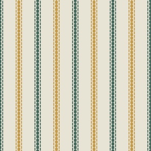 French stripes thin vertical dusted green yellow cream Linen