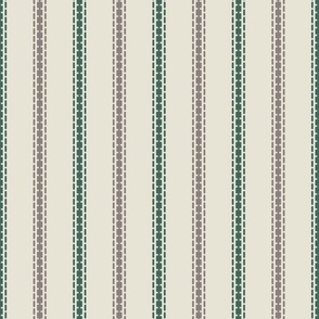 French stripes thin vertical dusted green greige cream French Linen