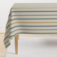 French stripes thin vertical dusted blue green yellow cream Linen