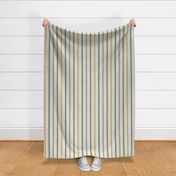 French stripes thin vertical dusted blue green yellow cream Linen