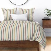 Colorful French stripes thin vertical cream Linen