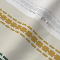 Colorful French stripes thin vertical cream Linen