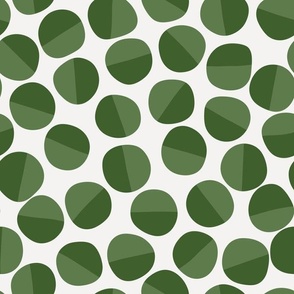2 inch Hand Drawn Forest Green Circles on an White Background 12x12