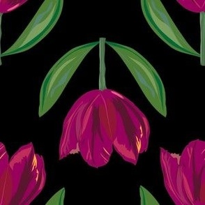 Tulips Purple on Black