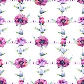 Purple Poppies and Polka Dots Grid