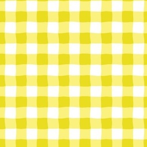 Gingham check  hand drawn medium scale kitchen decor, table linens and more in  citrus yellow and white