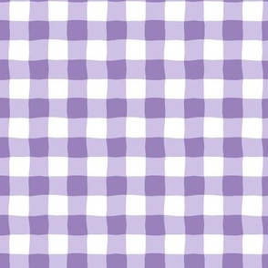 Gingham check  hand drawn medium scale kitchen decor, table linens and more in lavender and white