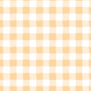 Gingham check  hand drawn medium scale kitchen decor, table linens and more in soft apricot and white