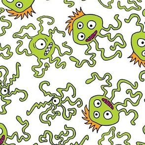 Slightly Worried Squigglies Monsters Lime on White