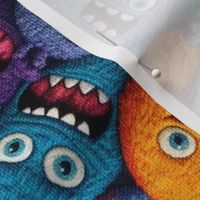 Cute Funny Monsters Embroidery Rotated - Large Scale