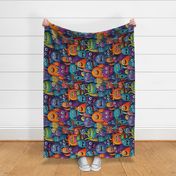 Cute Funny Monsters Embroidery Rotated - XL Scale