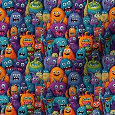 Cute Funny Monsters Embroidery - XS Scale