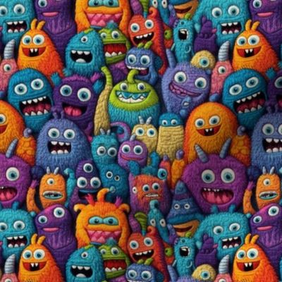 Cute Funny Monsters Embroidery - Small Scale