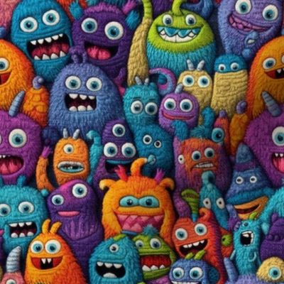 Cute Funny Monsters Embroidery - Medium Scale