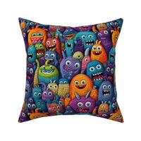 Cute Funny Monsters Embroidery - Large Scale