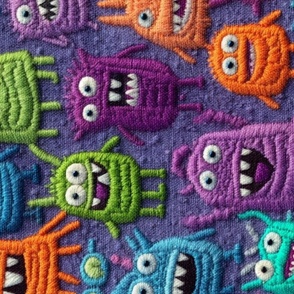 Cute Monster Embroidery Rotated - XL Scale