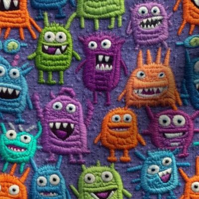 Cute Monster Embroidery - Medium Scale