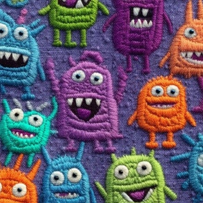 Cute Monster Embroidery - XL Scale