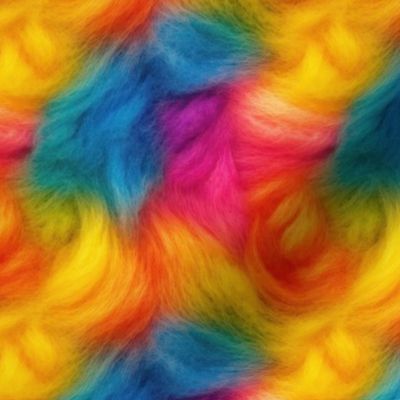 Bright Rainbow Faux Fur Background - Small Scale